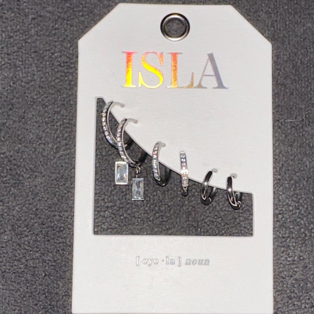 ISLA Silver Hoop and Dangle Earring Set